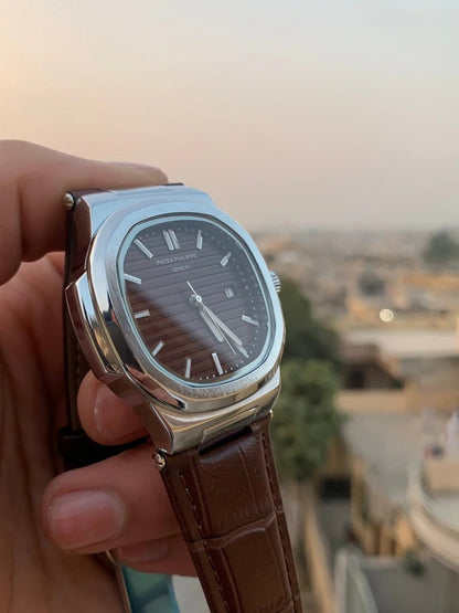 Patek Philippe P.01 – Brown Strap | Silver Dial