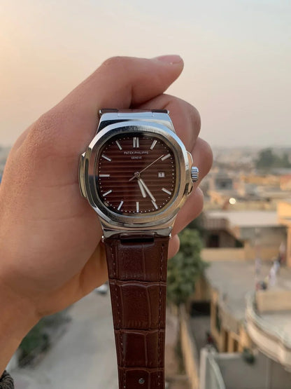 Patek Philippe P.01 – Brown Strap | Silver Dial